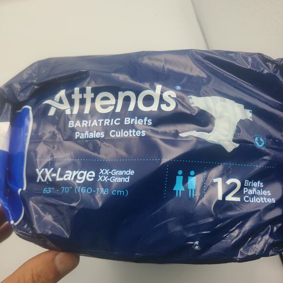 Attends Bariatric Incontinence Briefs Underwear Diapers Heavy, Severe 2XL 12 CT. - Picture 6 of 7